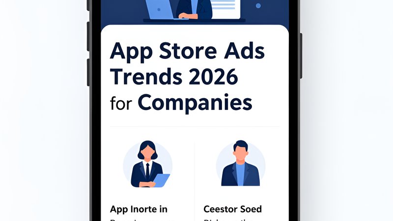 Современная иллюстрация трендов App Store Ads 2026 для страховых компаний от агентства Амм Диджитал